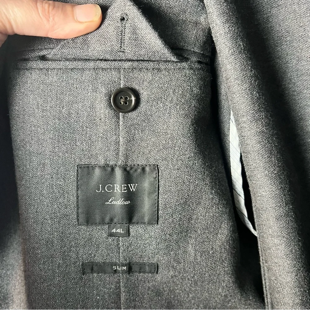 J.Crew - Men’s Ludlow Slim Suit Jacket Moon Worsted Wool Cotton Gray - Sz. 44L